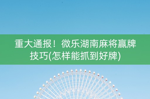 2分钟秒懂！微乐湖南麻将赢牌技巧(能设置输赢吗)